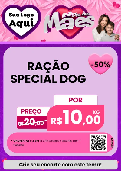 Modelo de Cartaz para Cartaz A4 Vertical com o tema Dia das Mães para Pet Shop