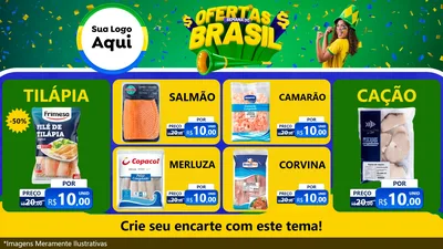 Modelo de TV para TV Horizontal com o tema Ofertas Semana do Brasil para Peixaria