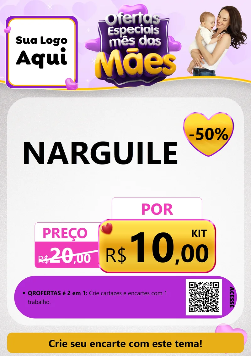 Modelo de Cartaz para Cartaz A4 Vertical com o tema Ofertas Especiais - Mês das Mães para Tabacaria
