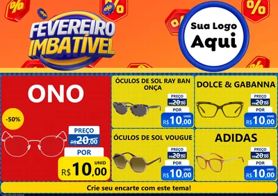 Modelo de Encarte para Encarte A4 Horizontal com o tema Fevereiro Imbatível para Óticas