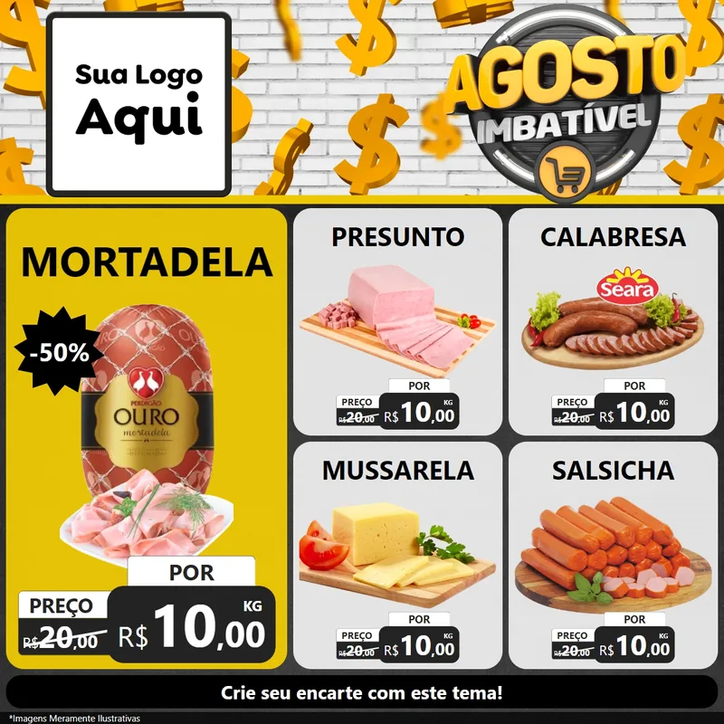 Modelo de Rede Social para Feed Facebook com o tema Agosto imbatível para Frios e Laticínios