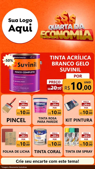 Modelo de Rede Social para Stories com o tema Quarta da Economia para Tintas e Ferramentas