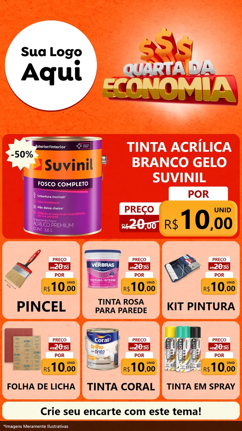 Modelo de Rede Social para Stories com o tema Quarta da Economia para Tintas e Ferramentas