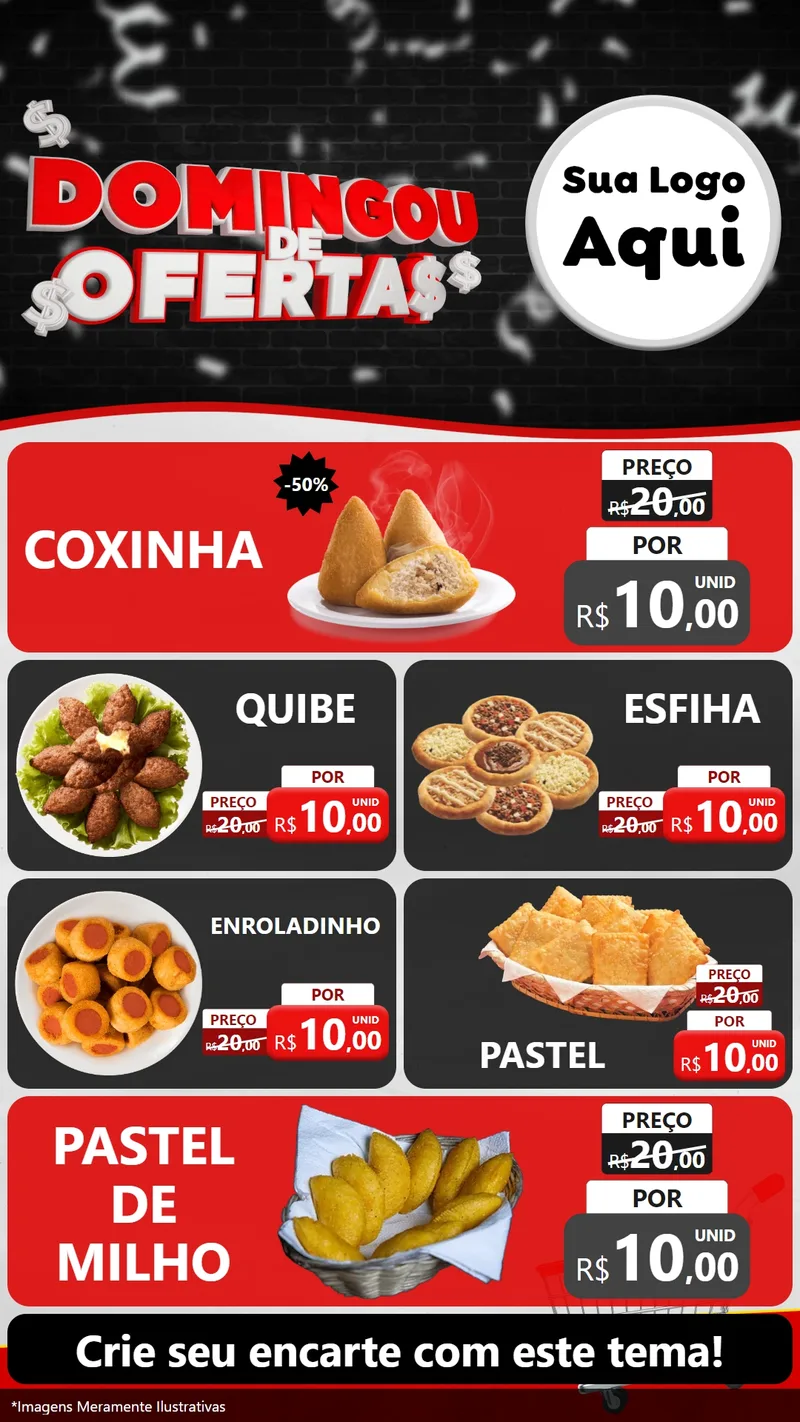 Modelo de TV para TV Vertical com o tema Domingou de Ofertas para Salgadaria