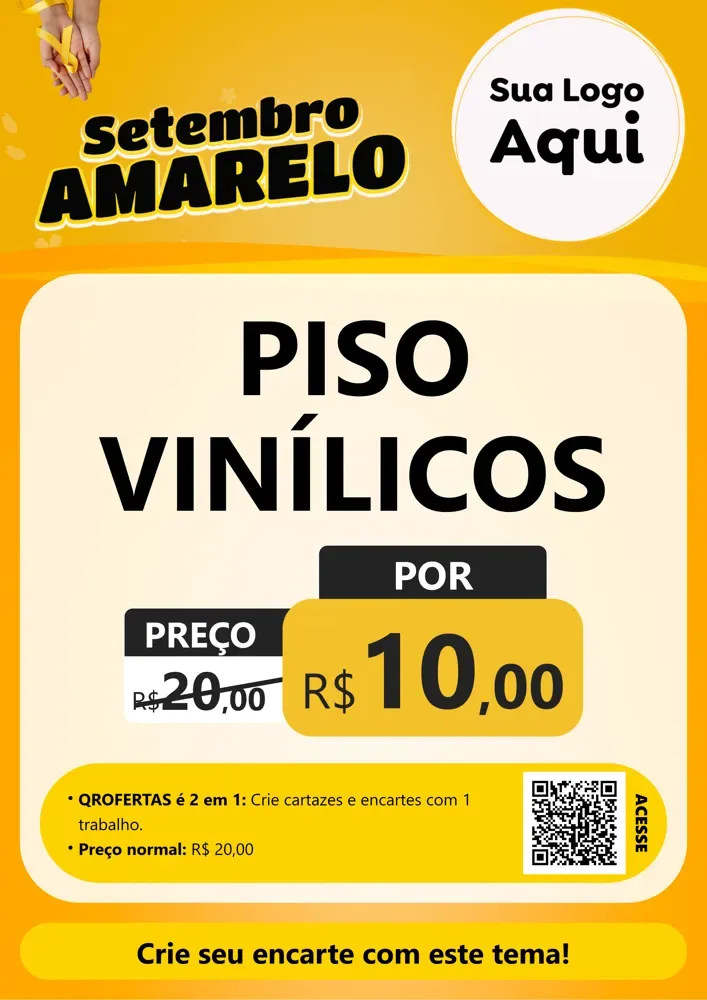 Modelo de Cartaz para Cartaz A4 Vertical com o tema Setembro Amarelo para Material para Construção