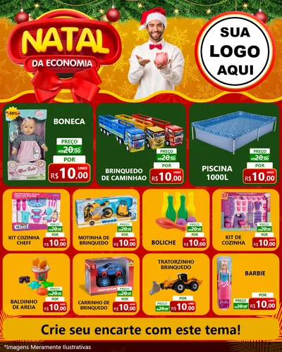 Modelo de Rede Social para Feed Instagram com o tema Natal da Economia para Brinquedos