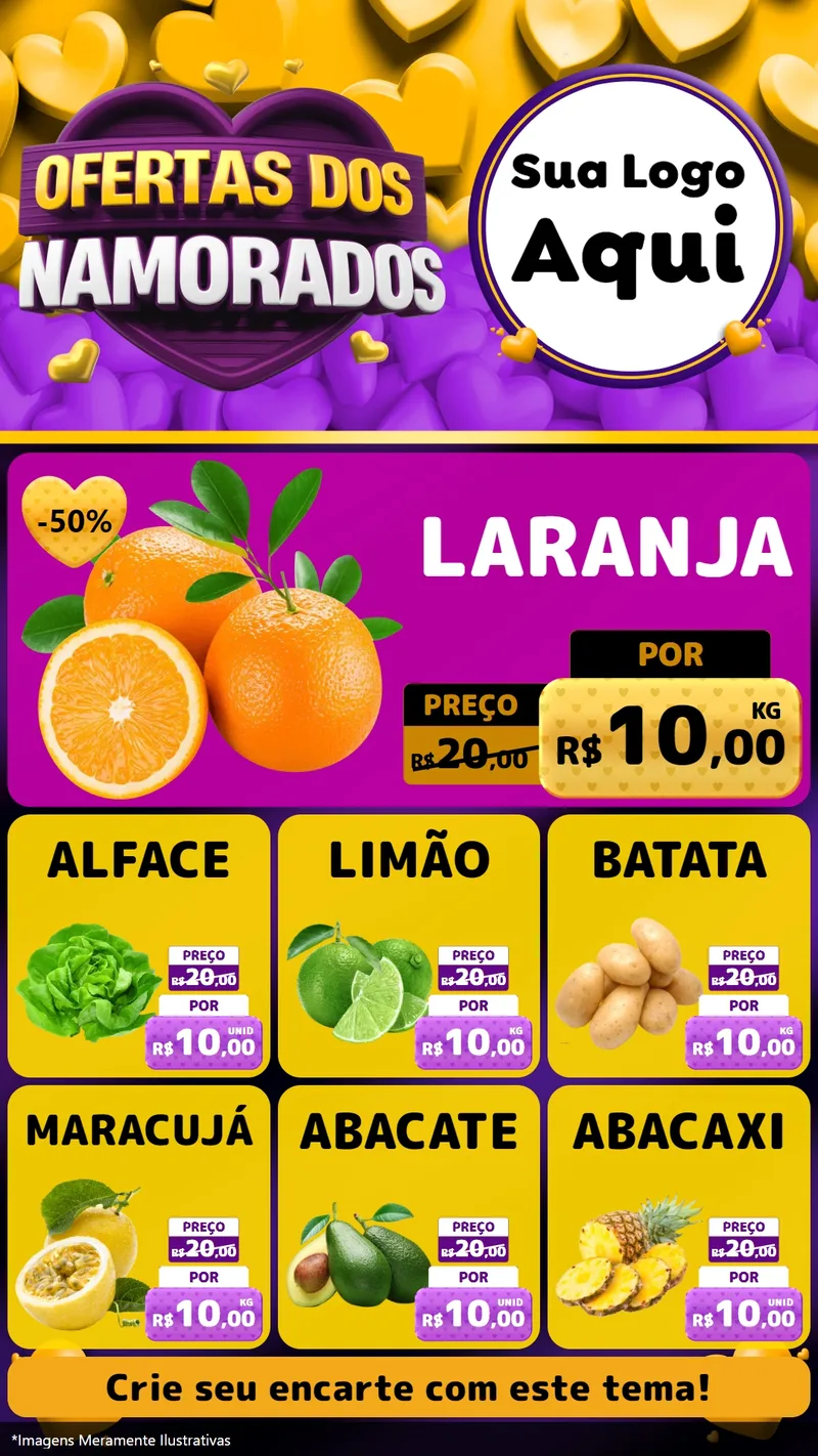 Modelo de Rede Social para Stories com o tema Oferta Dos Namorados para Hortifrúti