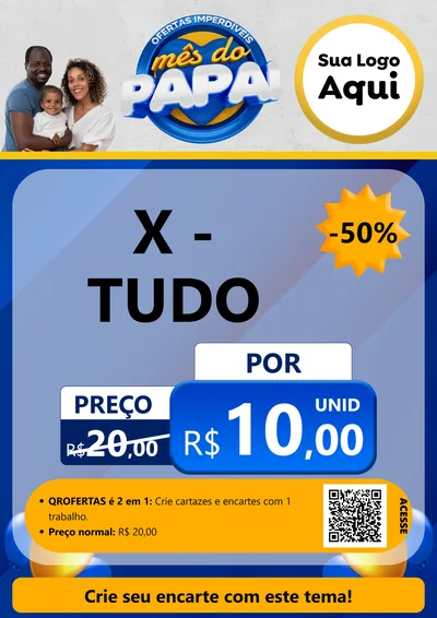 Modelo de Cartaz para Cartaz A4 Vertical com o tema Ofertas Imperdíveis Mês Do Papai para Hamburgueria