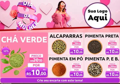 Modelo de Encarte para Encarte A4 Horizontal com o tema Dia da Mulher para Produtos Naturais