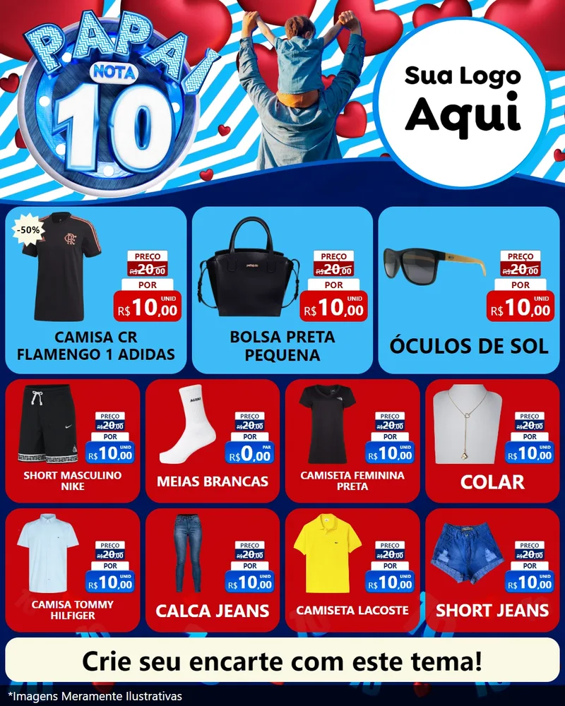 Modelo de Rede Social para Feed Instagram com o tema Papai Nota 10 para Roupas e acessórios