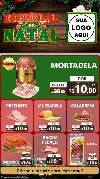 Modelo de Rede Social para Stories com o tema Especial de Natal para Frios e Laticínios