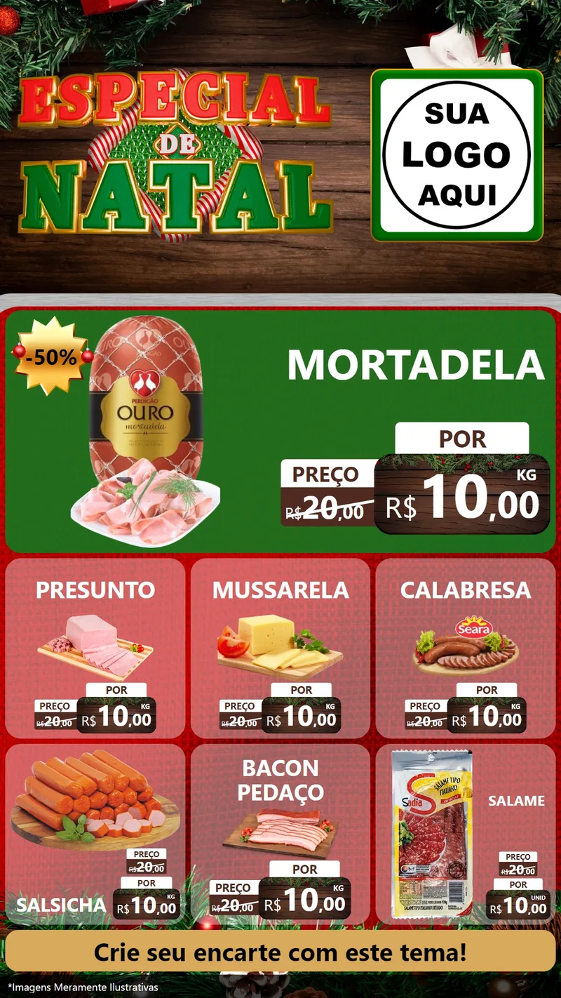 Modelo de Rede Social para Stories com o tema Especial de Natal para Frios e Laticínios