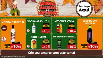 Modelo de TV para TV Horizontal com o tema Mega Saldão de Outono para Distribuidora de bebidas