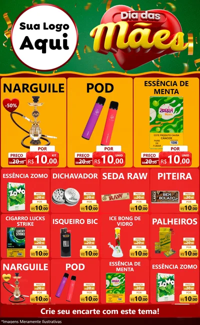 Modelo de Encarte para Encarte Grande com o tema Dia das Mães para Tabacaria