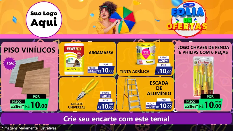 Modelo de TV para TV Horizontal com o tema Folia de Ofertas para Material para Construção