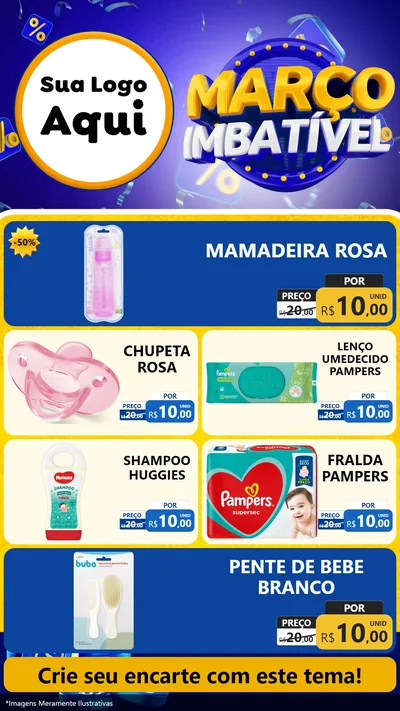 Modelo de TV para TV Vertical com o tema Março Imbatível para Bebês