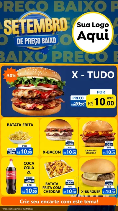 Modelo de Rede Social para Stories com o tema Setembro De Preço Baixo para Hamburgueria