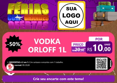 Modelo de Cartaz para Cartaz A4 Horizontal com o tema Férias com Grandes Ofertas para Distribuidora de bebidas