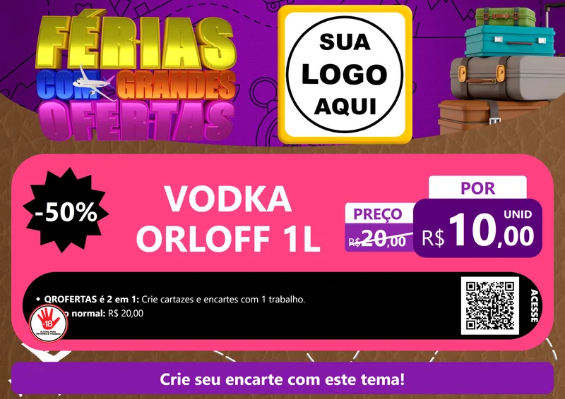 Modelo de Cartaz para Cartaz A4 Horizontal com o tema Férias com Grandes Ofertas para Distribuidora de bebidas