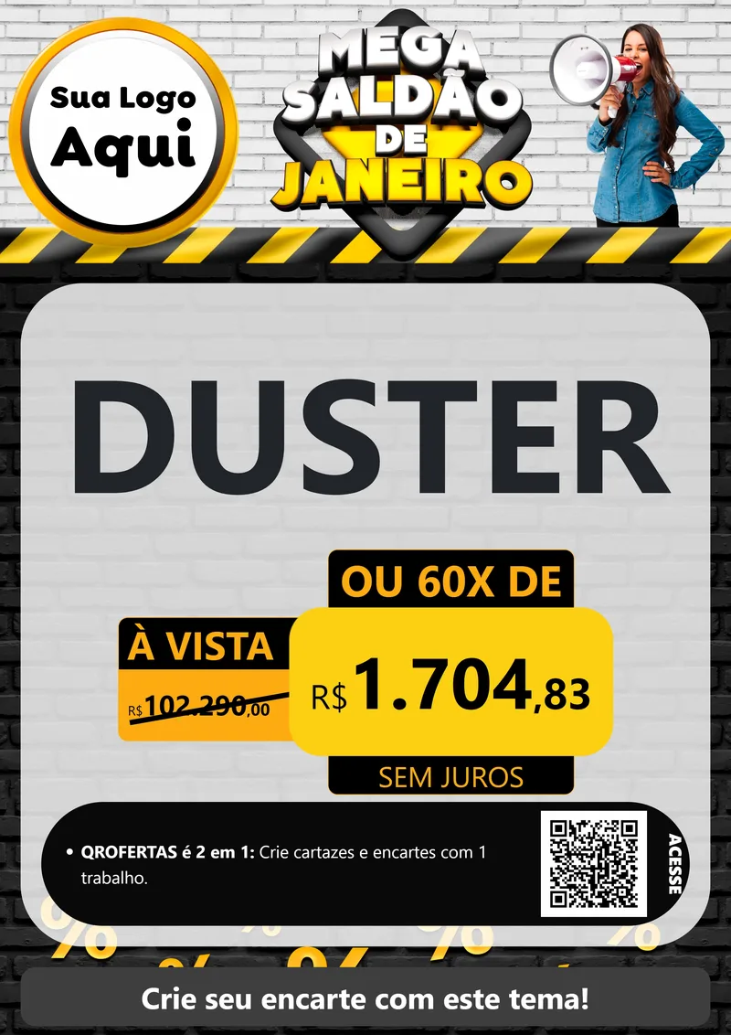 Modelo de Cartaz para Cartaz A4 Vertical com o tema Mega Saldão de Janeiro para Concessionaria de Carros