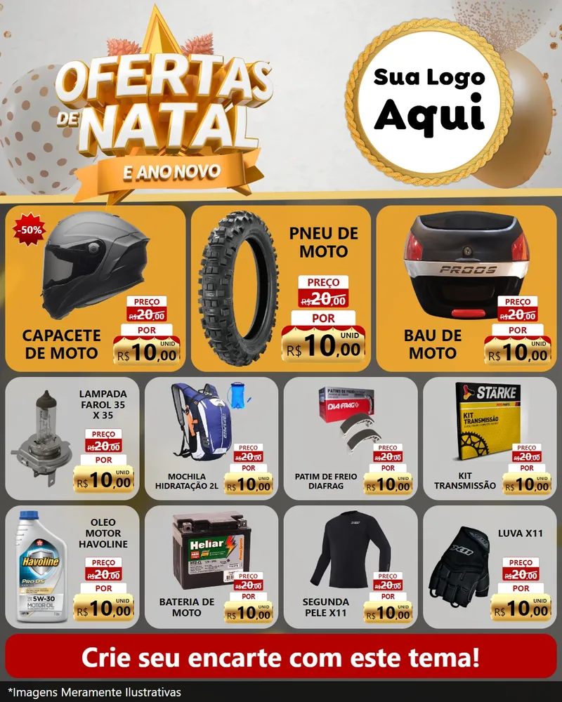 Modelo de Rede Social para Feed Instagram com o tema Ofertas De Natal E Ano Novo para Moto peças