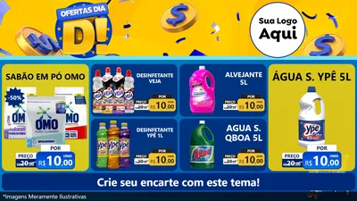 Modelo de TV para TV Horizontal com o tema Ofertas Dia D para Produtos de Limpeza