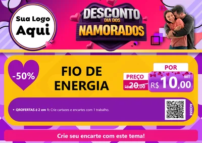 Modelo de Cartaz para Cartaz A4 Horizontal com o tema Desconto Dia dos Namorados para Materiais Elétricos