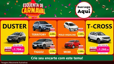 Modelo de TV para TV Horizontal com o tema Esquenta de Carnaval para Concessionaria de Carros