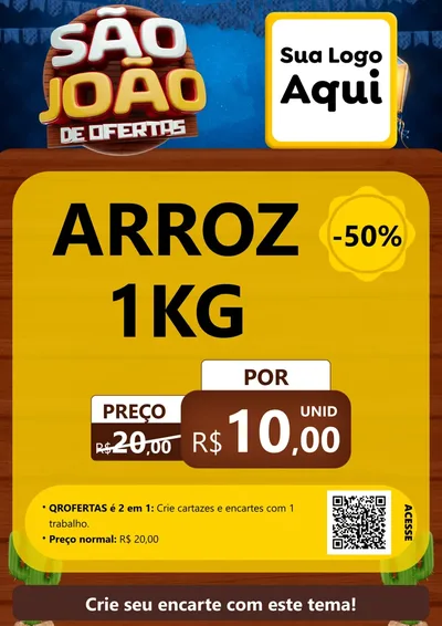 Modelo de Cartaz para Cartaz A4 Vertical com o tema São João Ofertas Imbatíveis! - Junina para Supermercado