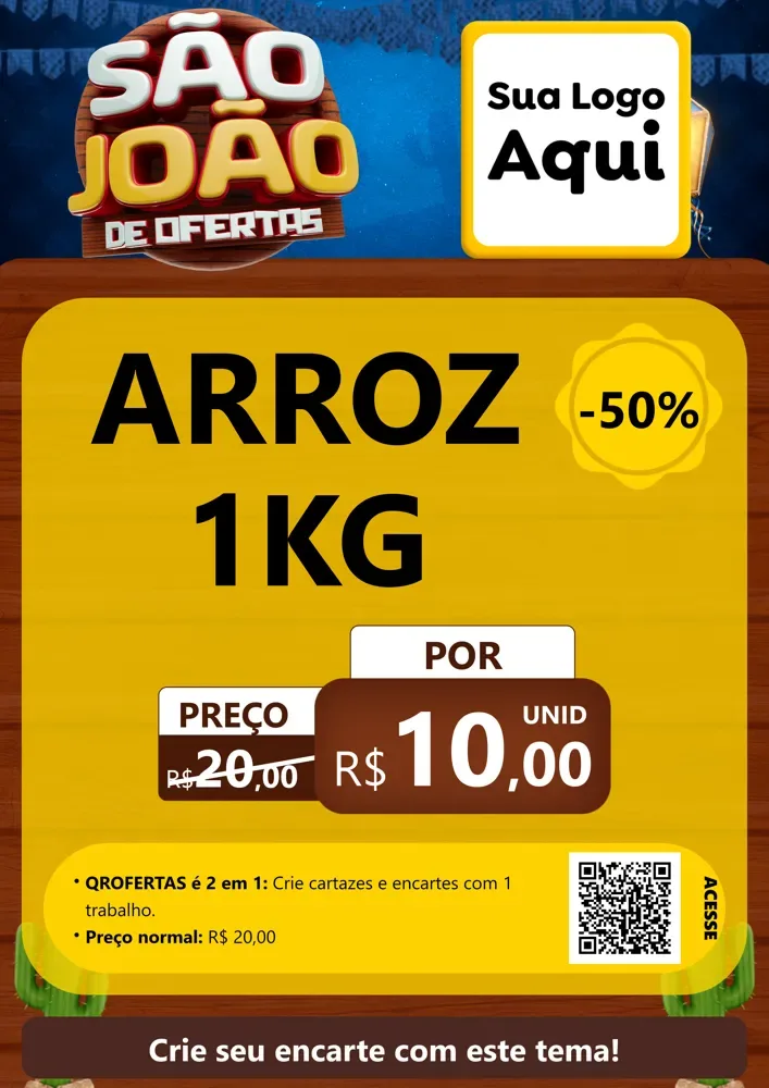Modelo de Cartaz para Cartaz A4 Vertical com o tema São João Ofertas Imbatíveis! - Junina para Supermercado