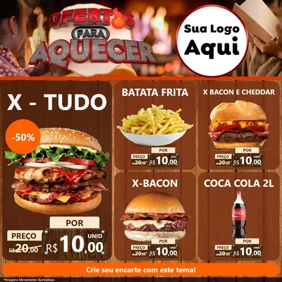 Modelo de Rede Social para Feed Facebook com o tema Ofertas Para Aquecer para Hamburgueria