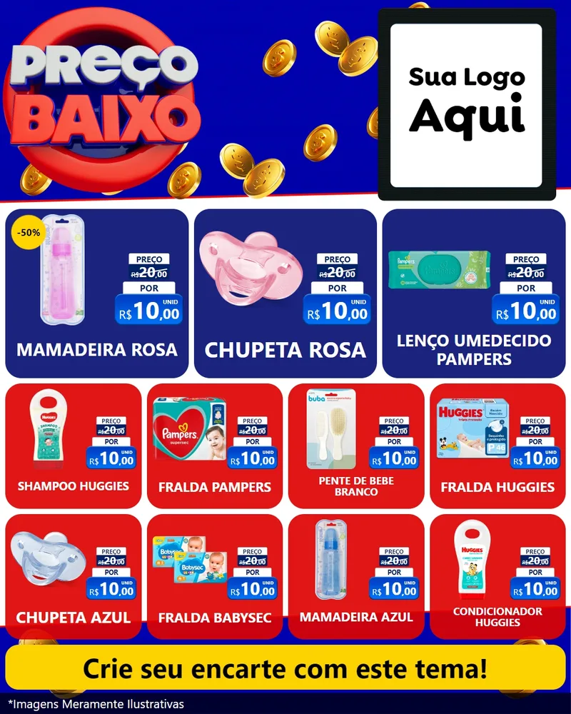 Modelo de Rede Social para Feed Instagram com o tema Preço Baixo para Bebês