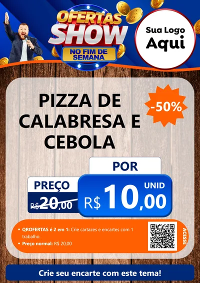 Modelo de Cartaz para Cartaz A4 Vertical com o tema Ofertas Show No Fim De Semana para Pizzaria