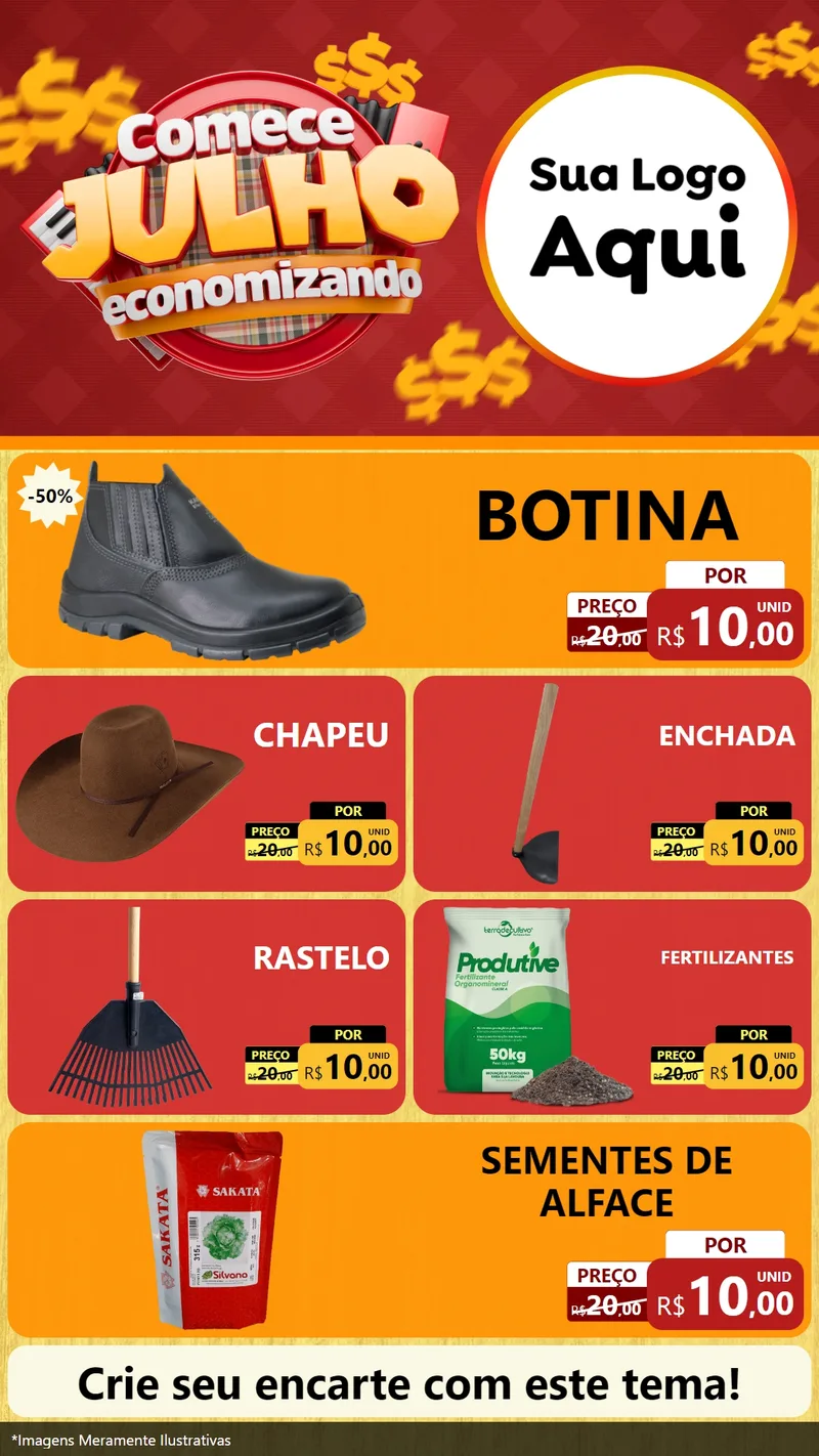 Modelo de TV para TV Vertical com o tema Comece Julho Economizando para Agropecuária