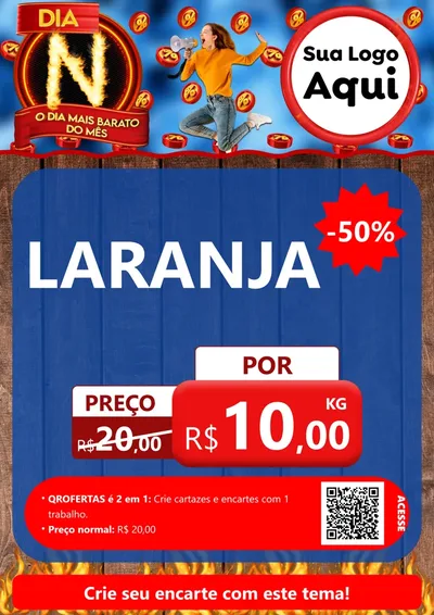 Modelo de Cartaz para Cartaz A4 Vertical com o tema Dia N - O Dia Mais Barato Do Mês para Hortifrúti