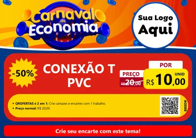 Modelo de Cartaz para Cartaz A4 Horizontal com o tema Carnaval da Economia para Tubos e conexões