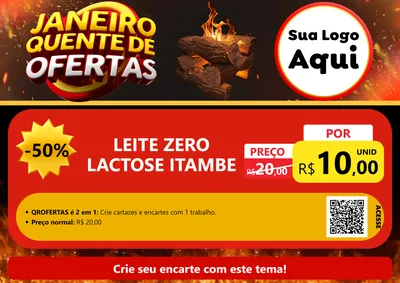 Modelo de Cartaz para Cartaz A4 Horizontal com o tema Janeiro Quente de Ofertas para Frios e Laticínios