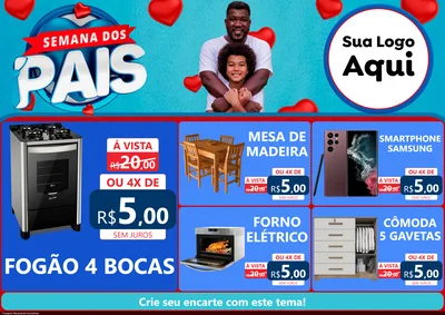 Modelo de Encarte para Encarte A4 Horizontal com o tema Semana Dos Pais para Móveis e Eletro