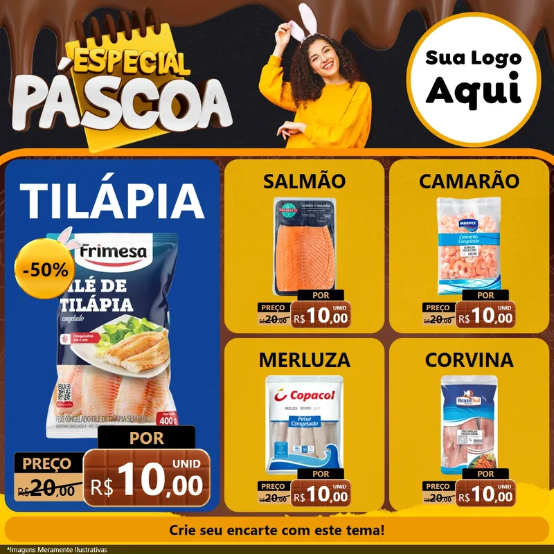 Modelo de Rede Social para Feed Facebook com o tema Especial Páscoa para Peixaria