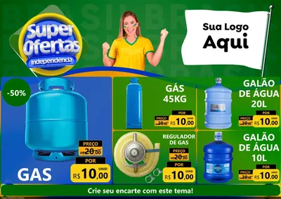 Modelo de Encarte para Encarte A4 Horizontal com o tema Super Ofertas de Independência para Água e gás