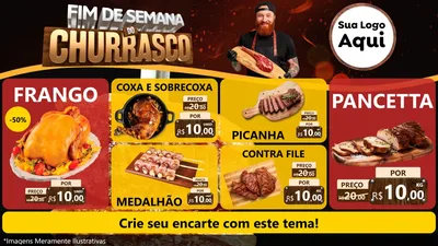 Modelo de TV para TV Horizontal com o tema Fim de Semana do Churrasco para Assados