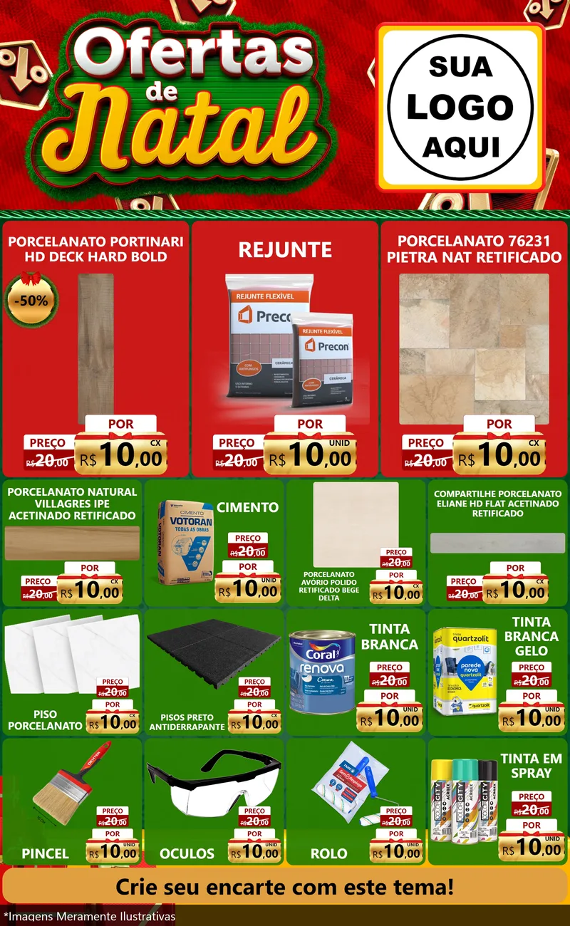 Modelo de Encarte para Encarte Grande com o tema Ofertas de Natal para Pisos e revestimentos