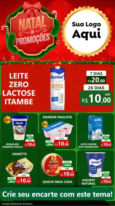 Modelo de Rede Social para Stories com o tema Natal de Promoções para Frios e Laticínios