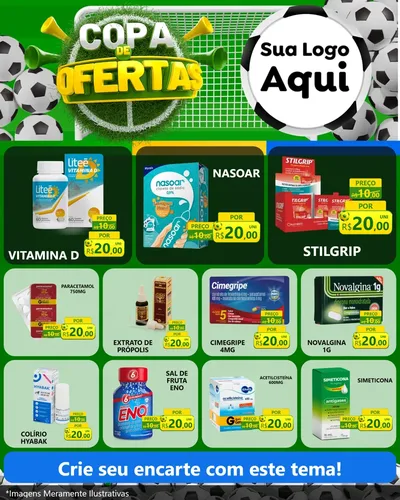 Modelo de Rede Social para Feed Instagram com o tema Copa De Ofertas para Farmácia