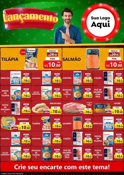 Modelo de Encarte para Encarte A4 Vertical com o tema Lançamento para Peixaria