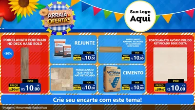 Modelo de TV para TV Horizontal com o tema Arraiá de Ofertas para Pisos e revestimentos