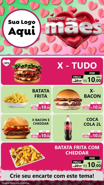 Modelo de TV para TV Vertical com o tema Dia das Mães para Hamburgueria