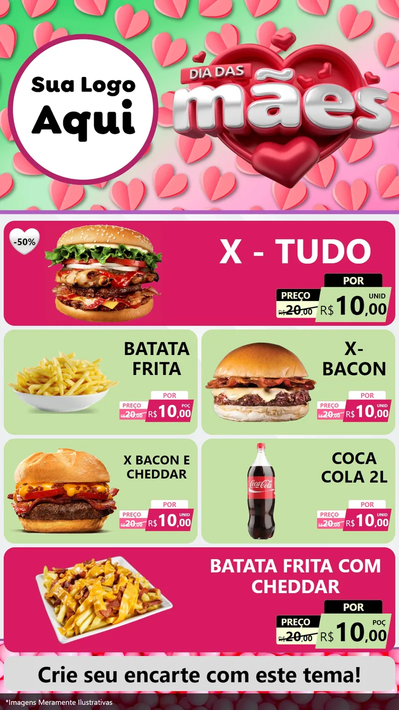 Modelo de TV para TV Vertical com o tema Dia das Mães para Hamburgueria