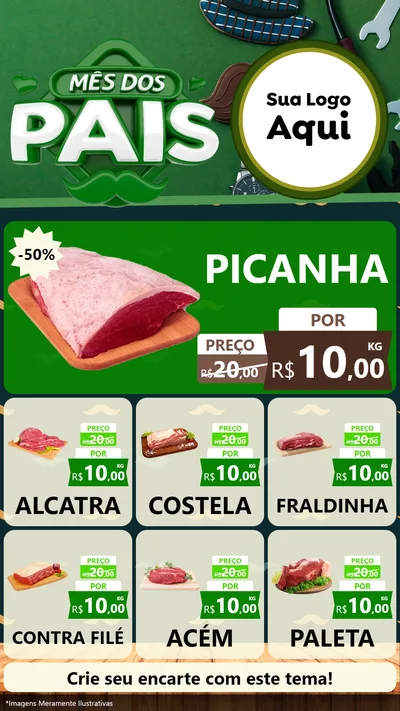 Modelo de Rede Social para Stories com o tema Mês dos Pais para Açougue