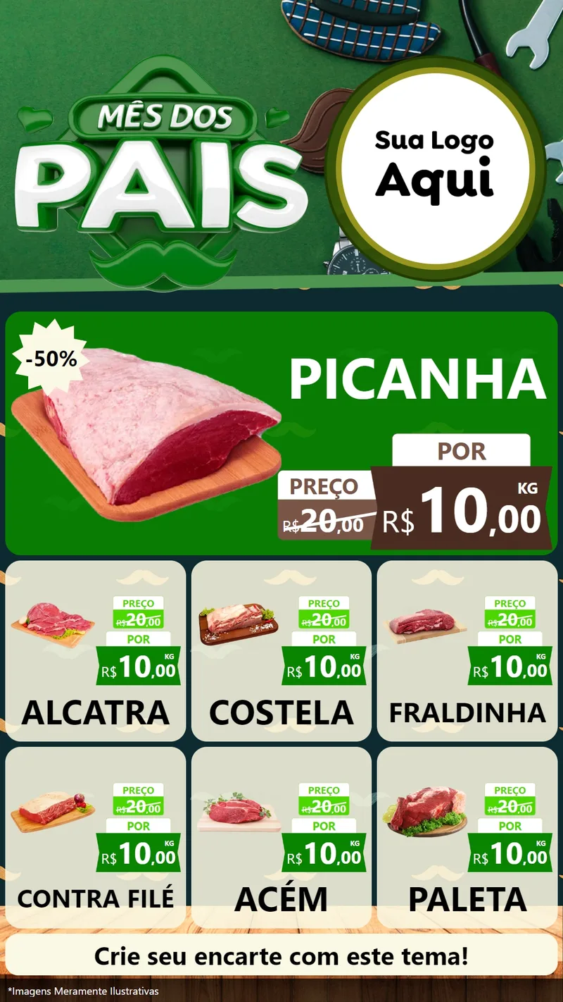 Modelo de Rede Social para Stories com o tema Mês dos Pais para Açougue